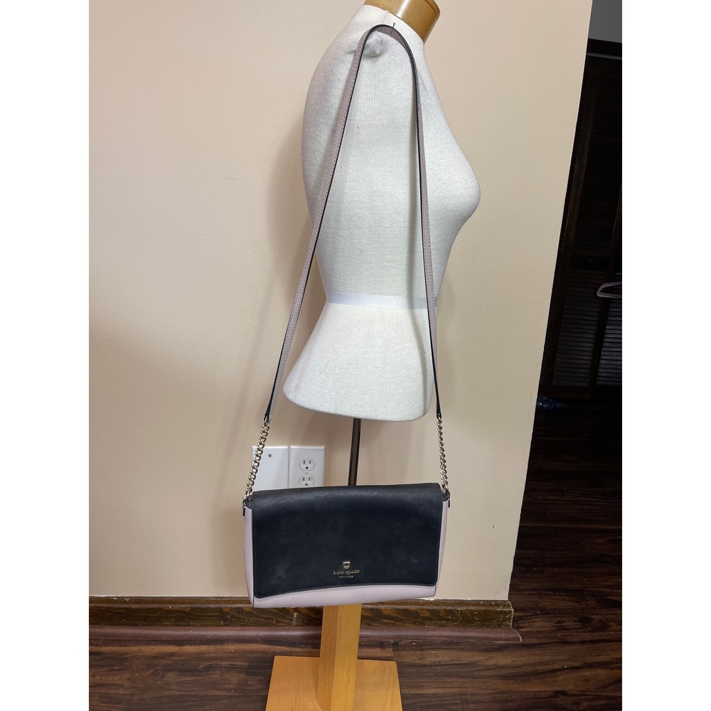 Kate Spade New York Saffiano Leather Colorblock Crossbody Bag Black Lavender
